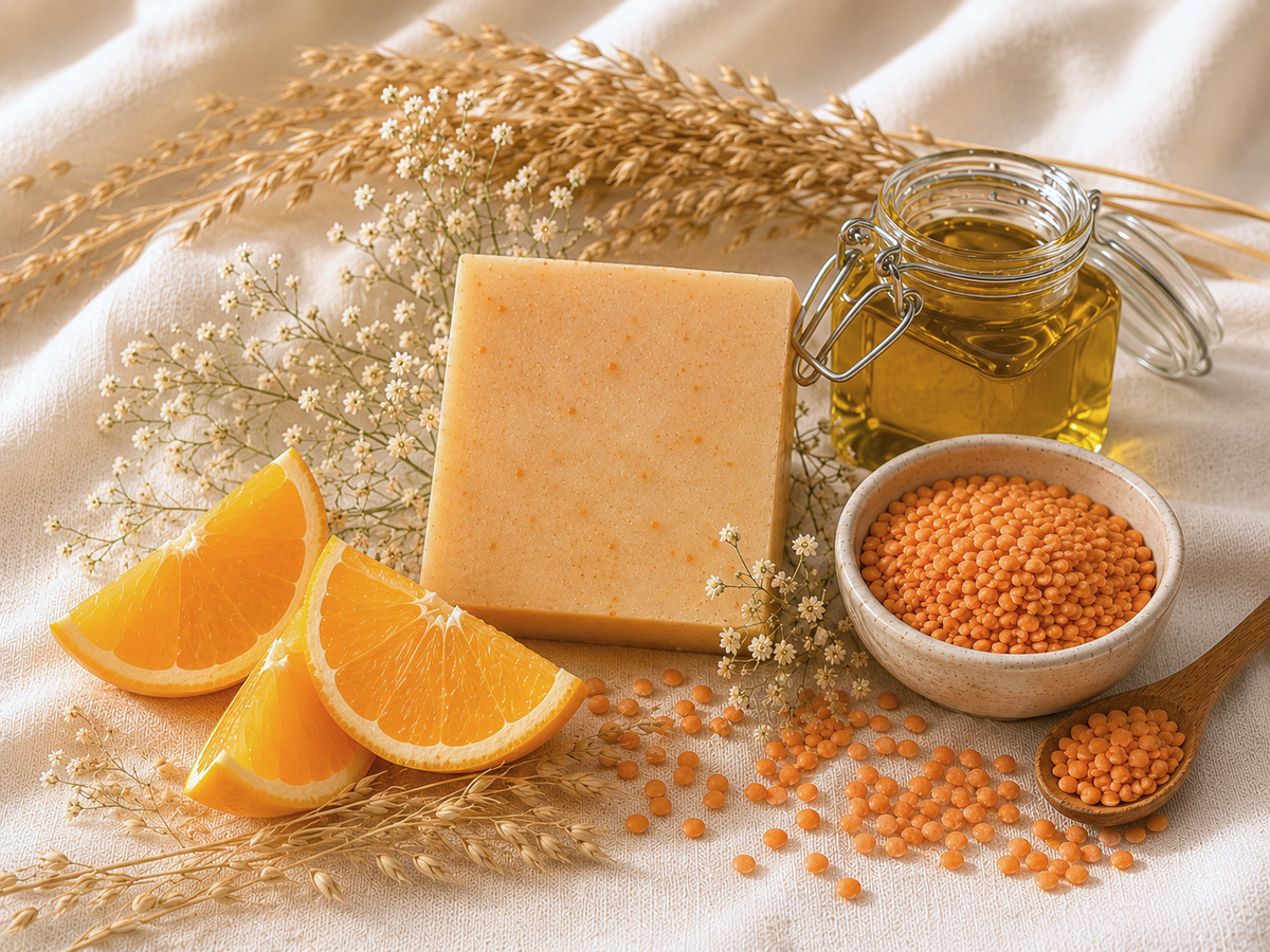 Seka Natural Vegan Handmade Soap with Orange & Red Lentils